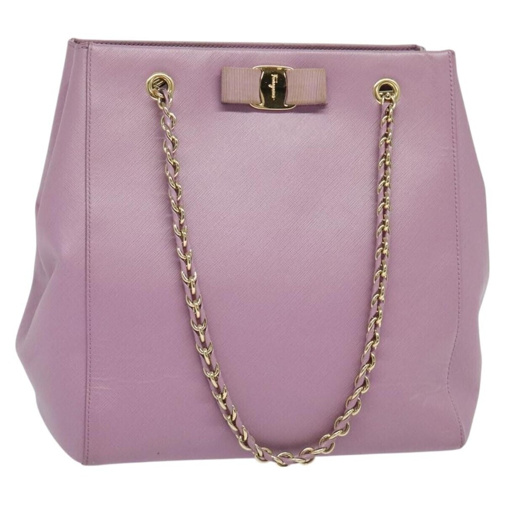 Salvatore Ferragamo Vara Bow Chain Tote Leather Medium